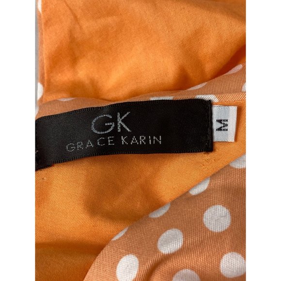 Grace Karin women Dress Orange  sleeveles Polka dots V-neck size M - Picture 8 of 10